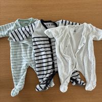 Petit Bateau/Naturaline, 3er Set Strampler Gr. 54/50