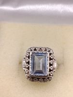 Jugendstil 925erSilber Ring Aquamarin Edelstein um 1900j Top