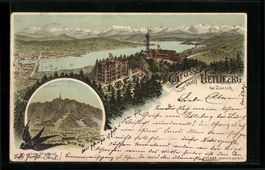 Litho Zürich, Blick vom Uetliberg, 1897