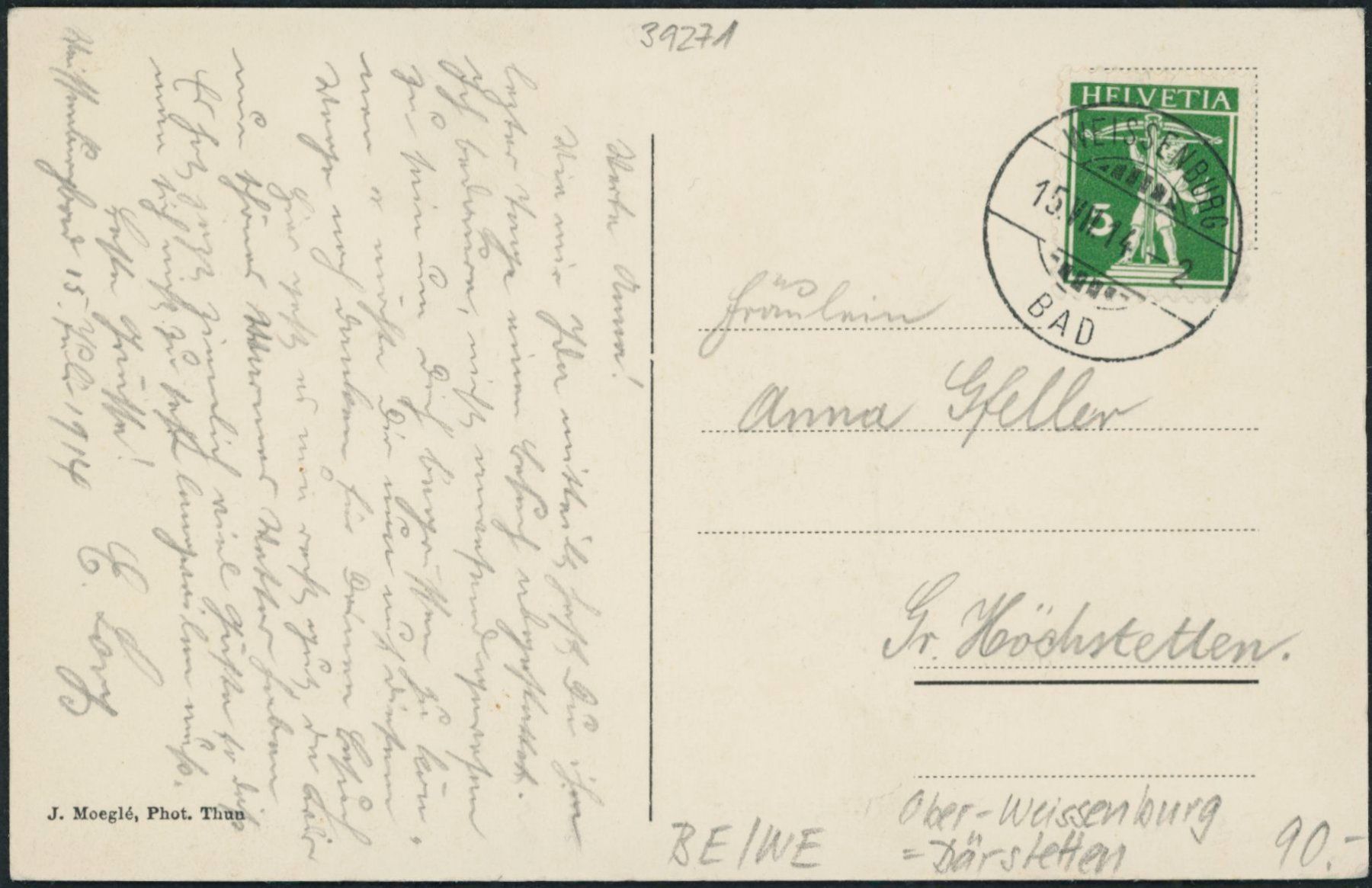 Cartoline postali: BE Weissenburg - Därstetten – Usato da Schindellegi venduto da stationary 1