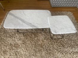 2 tables basses Draenert Manolo 1370-I et II en marbre blanc