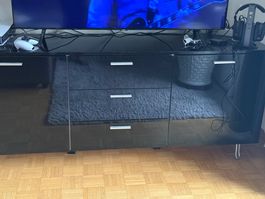 Sideboard schwarz Hochglanz mit drei Schubladen gebraucht
