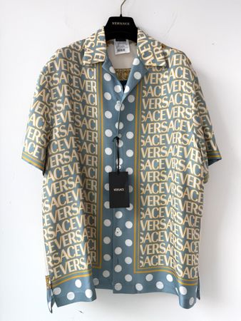 VERSACE logo Seidenhemd Herren Neu | 100% Silk Made in Italy
