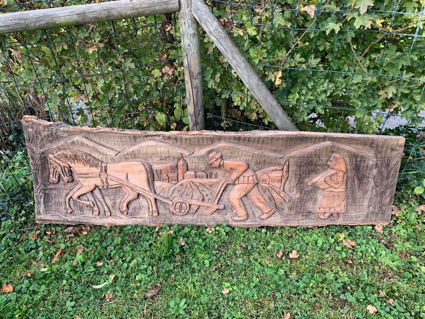 Carrozze: schönes grosses Relief Holzbild – Usato da Feldbach venduto da Olive1