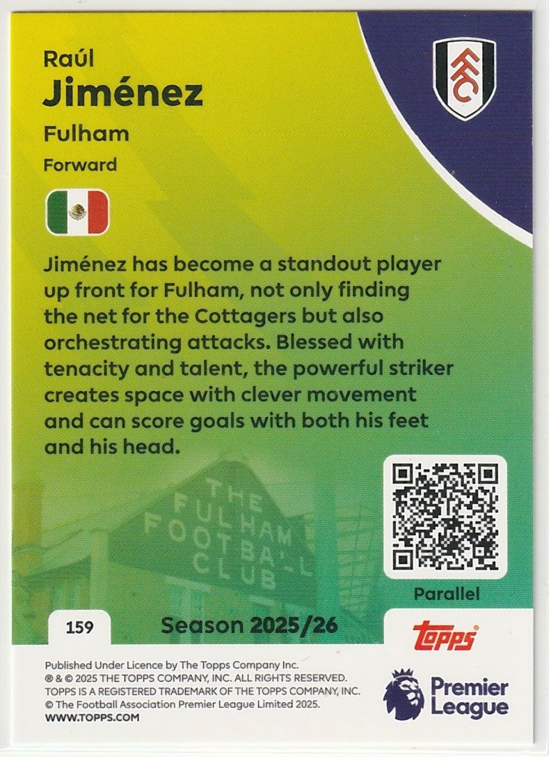 Topps Sammelbilder & Trading cards: 2026 Topps Premier League Raúl Jiménez Base Yellow Parallel – Neu (gemäss Beschreibung) aus Biel/Bienne von historian-198 1