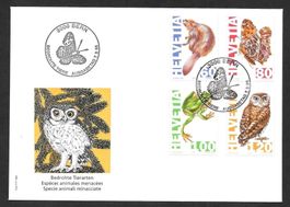 FDC Serie 876 - 879 Bedrohte Tiere ET Bern 7.3.1995