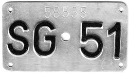 Velonummer St. Gallen 1951 SG 51