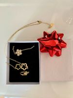 Goldschmuck Set Kette + Armband + Ring mit Zirkonia Steine
