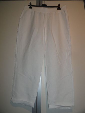 WEISSE BAUMWOLL - LEINEN HOSE GR. 48 ***