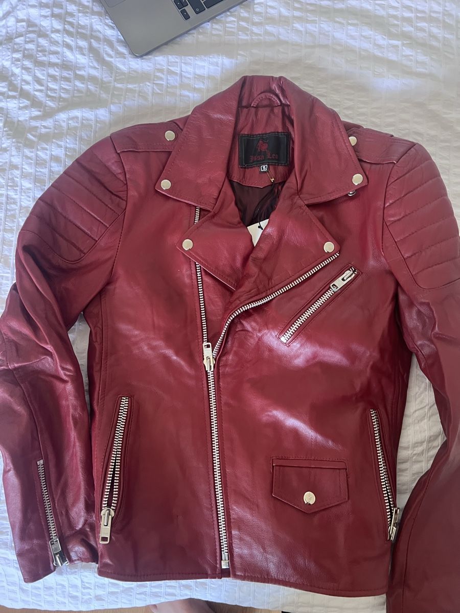 Giacche: Leather Jacket Bordeaux Red Size S With Belts – Nuovo e nell'imballaggio originale da Zürich venduto da pre_hb65 3