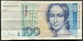 Hundert Deutsche Mark Banknote, AU4912800K3, Rarität!