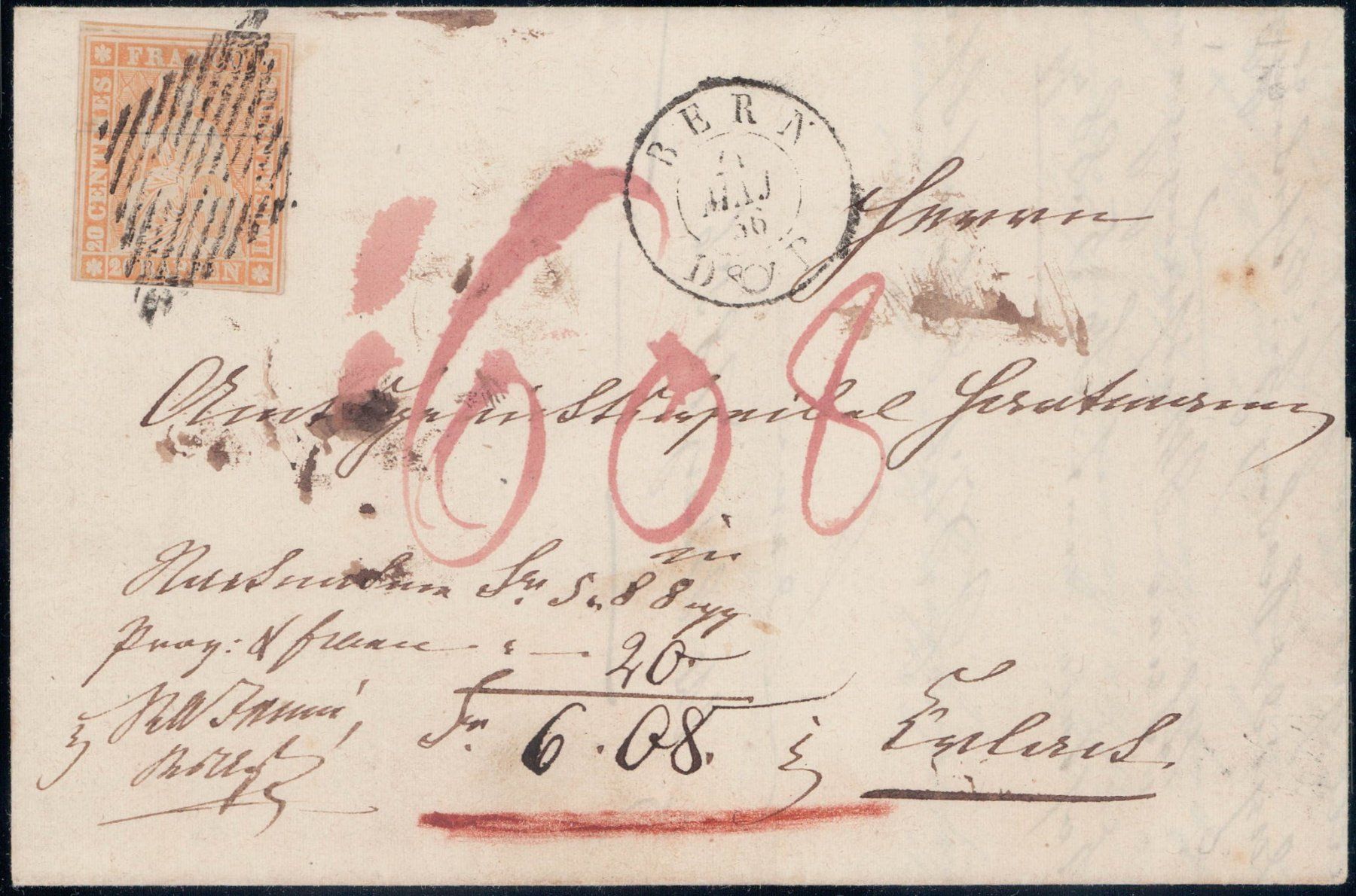Tutti i francobolli: Strubelbrief 25B 1856, von Bern – Usato da Horw venduto da pilatusmail
