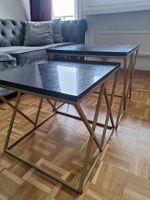 2er Set Echtstein Couchtische in Gold & Schwa