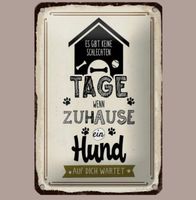 🔥 ZUHAUSE WARTET EIN HUND Blechschild 💛 12x18cm OVP 🔥