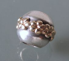Original PANDORA Charm Saturn Flower Silber 925, Gold 585