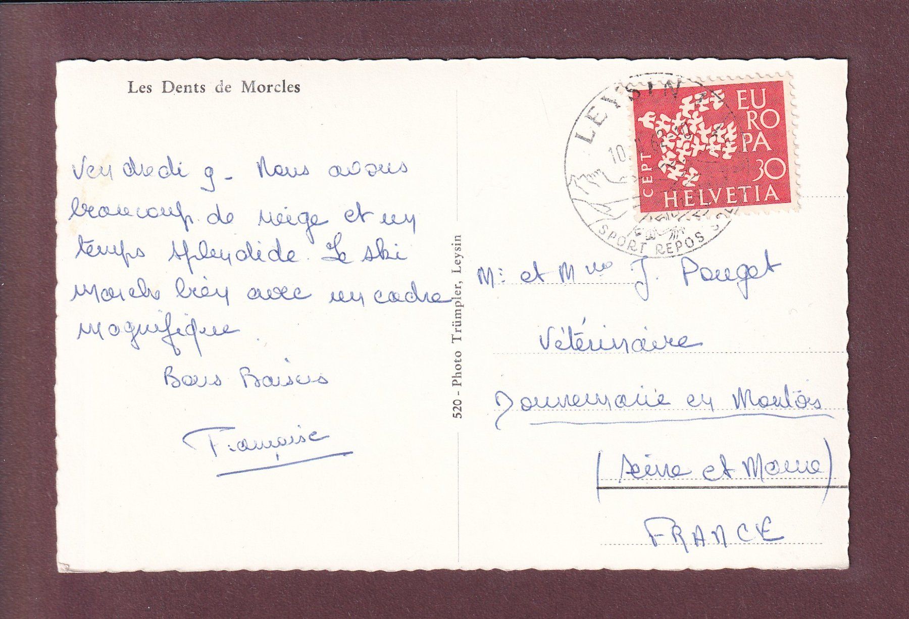 Ansichtskarten: DENTS DE MORCLES - 1962 – Gebraucht aus Pully von nicecards 1