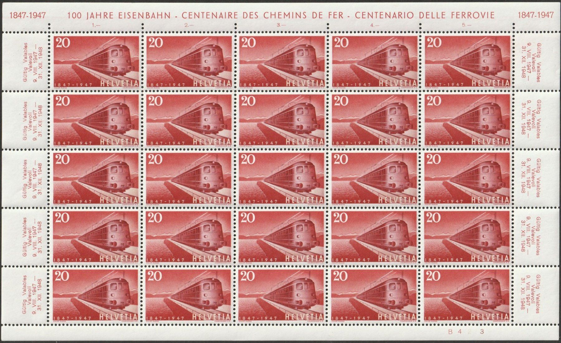 Tous les timbres: 279 Postfrischer Kleinbogen B423 – D'occasion à Fislisbach par Zigzag12