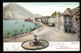 AK Lugano, Partie an der Promenade, 1904