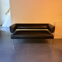 Black Leather Sitland Sofa 'Business Class' by Sergio Bellin