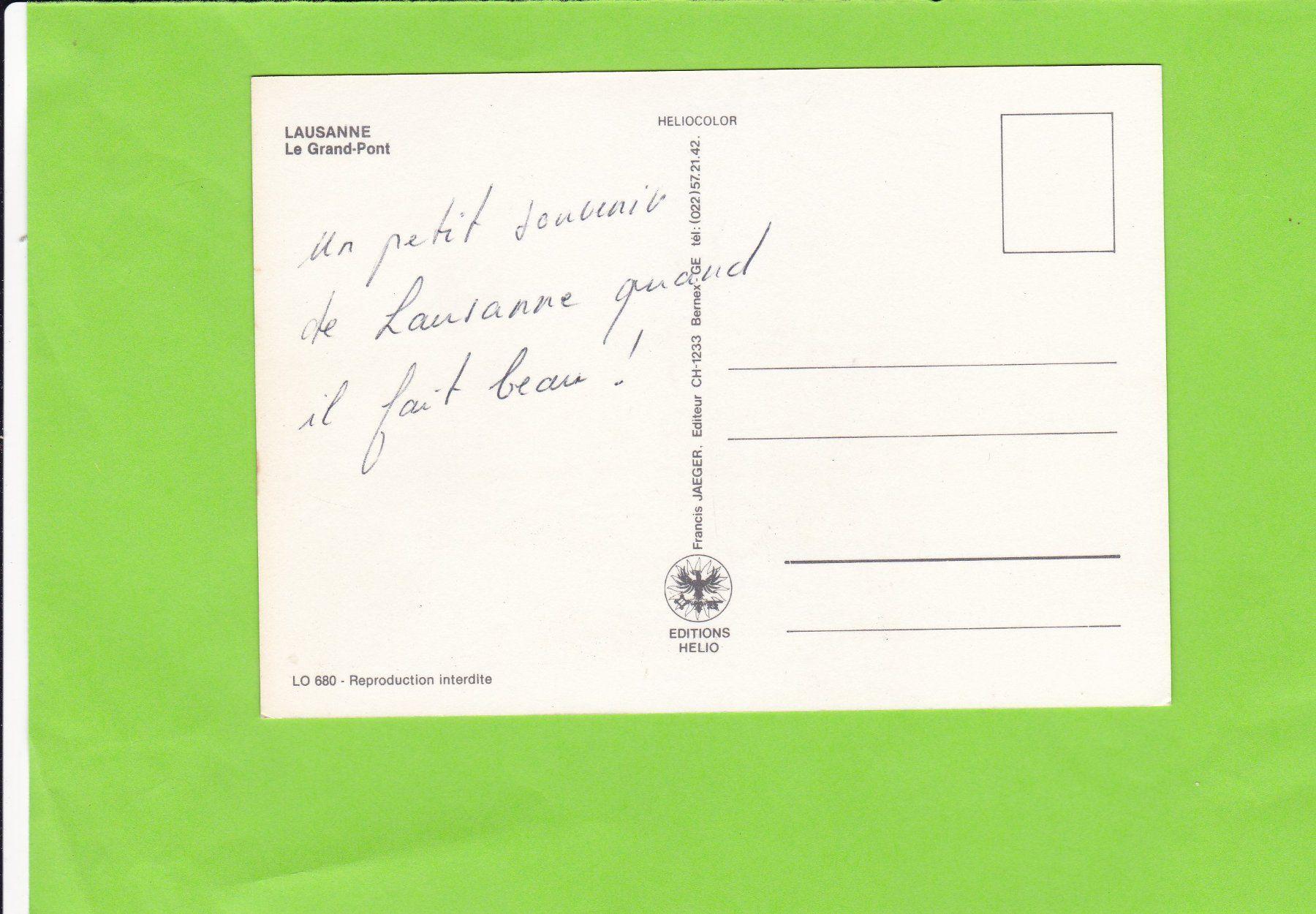 Cartoline postali: Lausanne – Usato da St. Peterzell venduto da neckertal 1