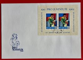 PRO JUVENTUTE BLOCK MUTTER KIND ORTS-FDC LIESTAL BASEL 1962