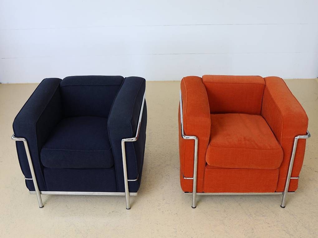 Le Corbusier Poltrone: Cassina LC2 Sessel Set | Orange & Dunkelblau – Usato da Meinisberg venduto da atelier_TILIJA 4