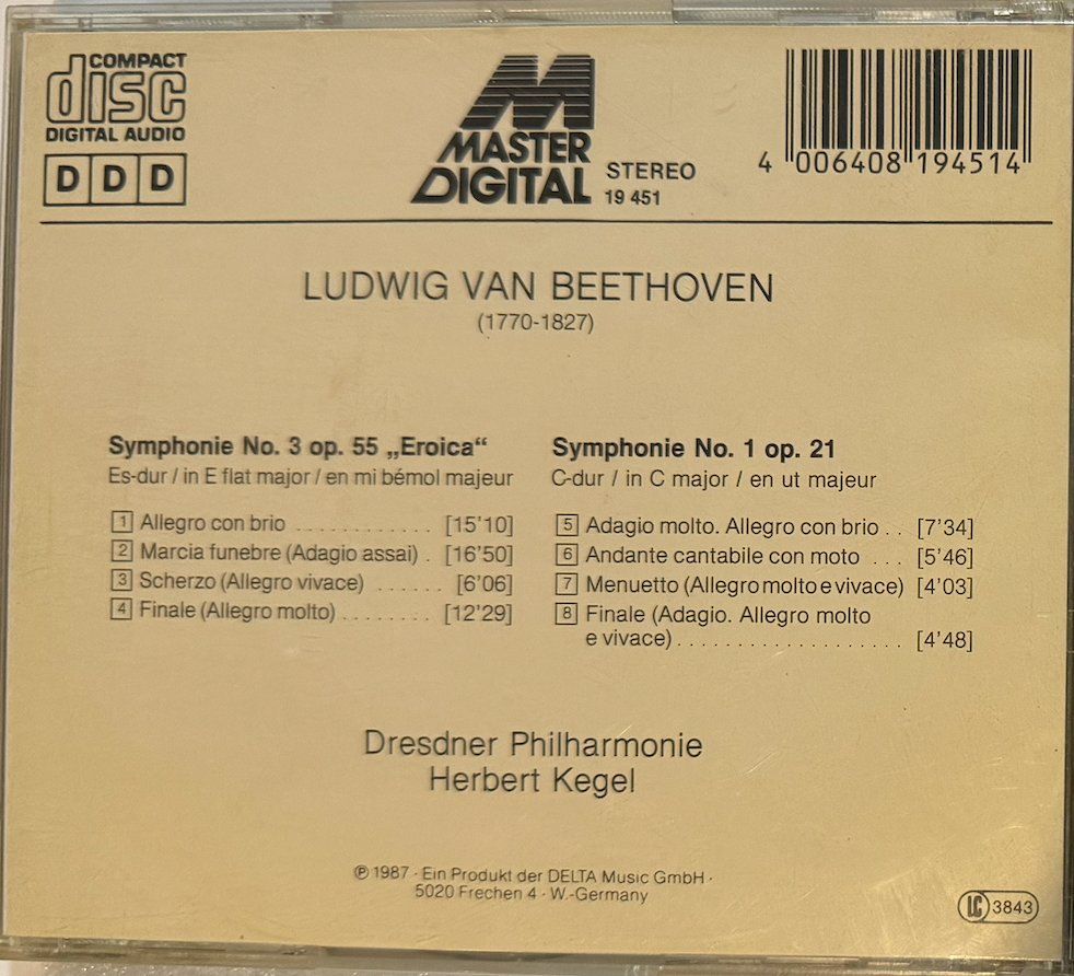 CDs: CD LUDWIG VAN BETHOVEN Symphony No.3  E Flat Opus 56 EROICA – Gebraucht aus Wisen von gigisna 2