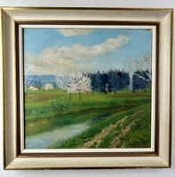 W. Schmidt – Frühlingslandschaft, Öl auf Leinwand, 63 × 60