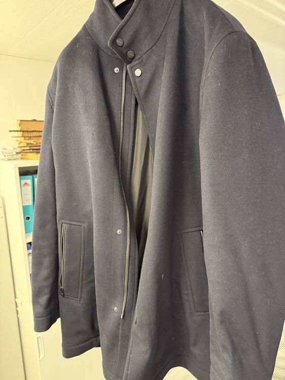 Manteau Homme Hugo Boss Marine En Laine Vierge - Taille 50, Occasion Très Bon état, Fabriqué En Pologne