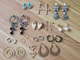 Lot de 14 paires de boucles d'oreilles variées