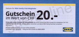 20.- IKEA Gutschein, SOFORTVERSAND, gültig bis 30.09.25