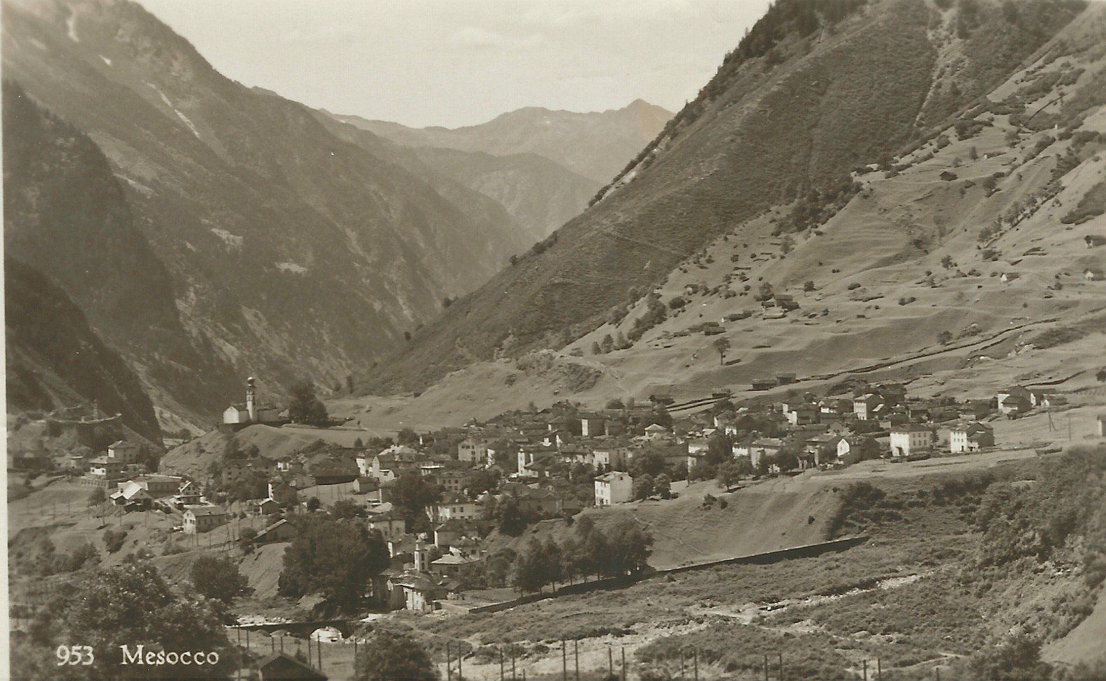 Ansichtskarten: Mesocco - 1933 – Gebraucht aus Flums von Guscha1