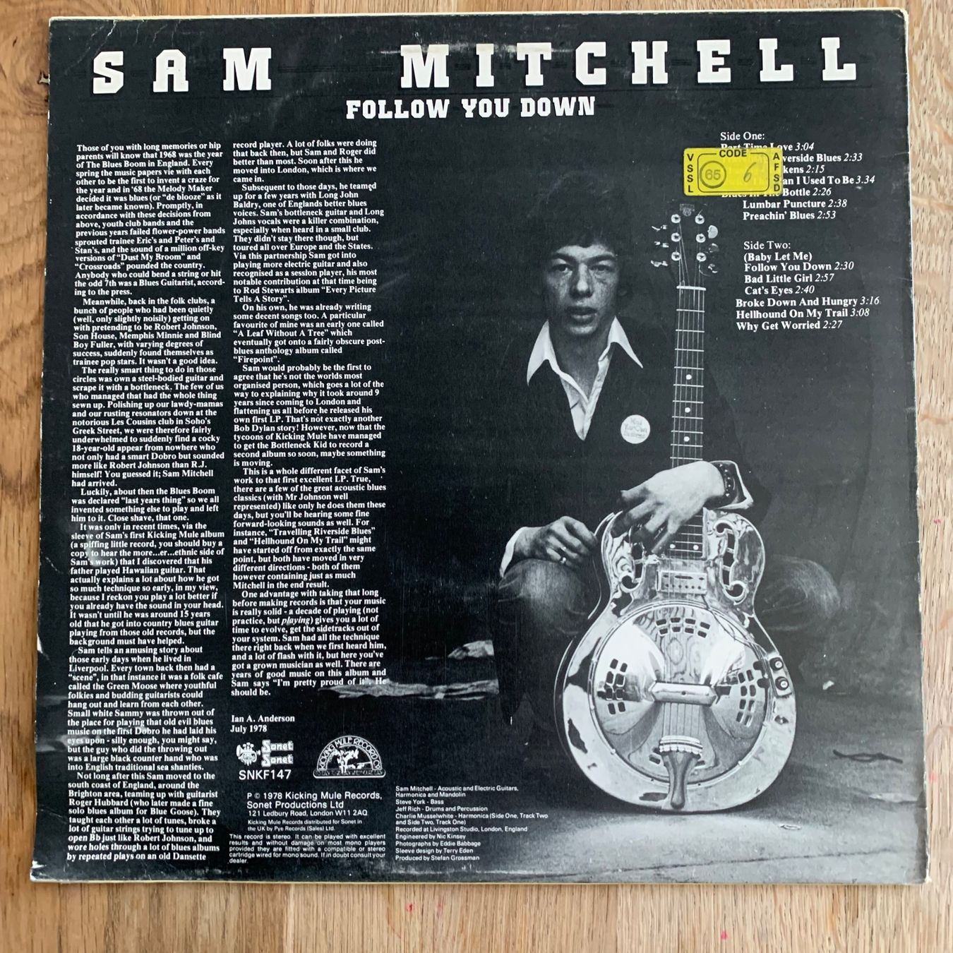 Dischi in vinile: SAM MITCHELL - FOLLOW...OG UK 1978...VG++/VG+ – Usato da Gals venduto da Diskopatshop 1