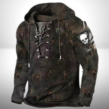 ☠️ Retro-Kapuzenpullover Skull im Gothic-Stil für Herren ☠️