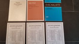 6 Musiknotenhefte für Violine und Klavier, div. Komponisten