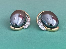 Graues Oval Ohrringe ( 2cm)