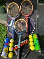3 Tennisrackets aus Holz, klassisch