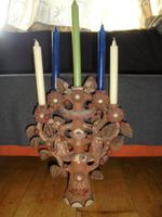 Ton Kerzenständer 5 Kerzen, Lebensbaum Krippenszenerie