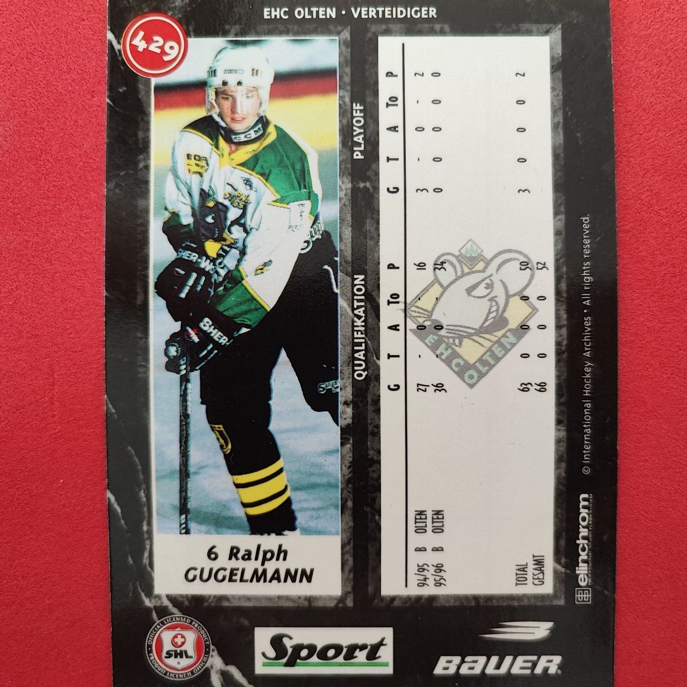 Carte collezionabili: Ralph Gugelmann - EHC OLTEN - 1996/97 – Usato da Dübendorf venduto da kb86_MOVIE 1