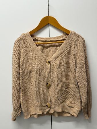 Trendiger Strick-Cardigan, beige, Grösse M, Herbst-Look