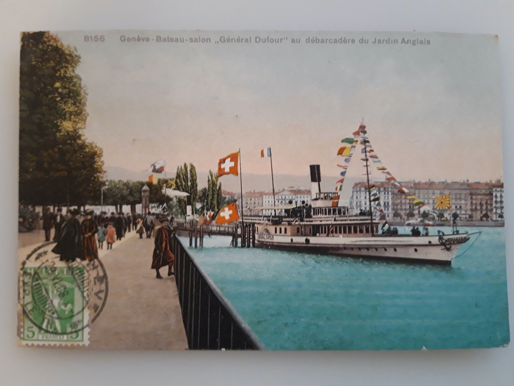 Ansichtskarten: Genève - Bateau-salon Général Dufour 1908 – Gebraucht aus Sargans von nicsam1815
