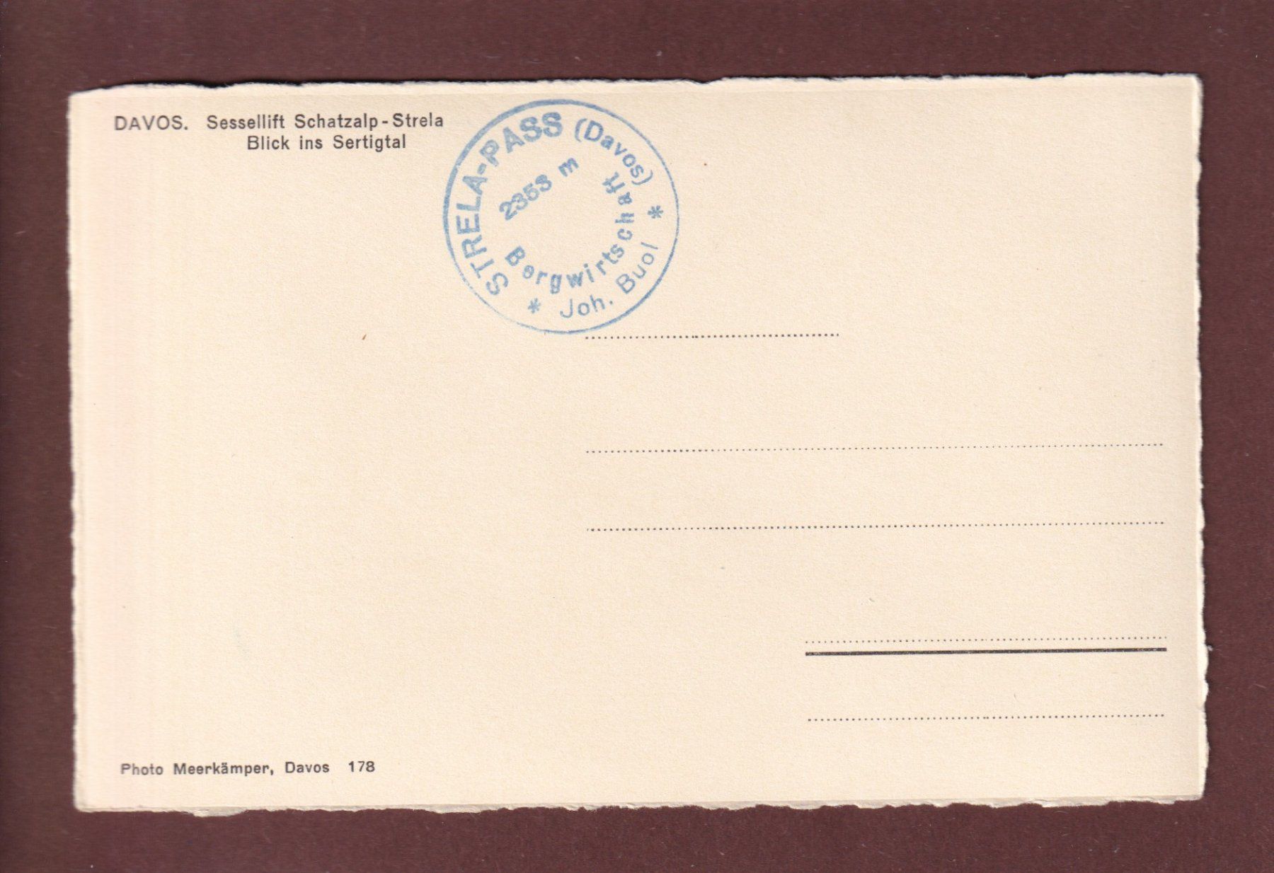 Cartoline postali: Davos - Sessellift SCHATZALP-STRELA – Usato da Pully venduto da nicecards 1