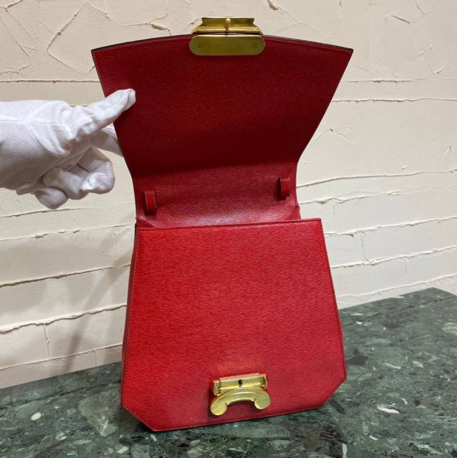 Celine Borse da donna: Sac Céline triomphe vintage rouge, cuir véritable – Usato da Jussy venduto da VanderVault 7