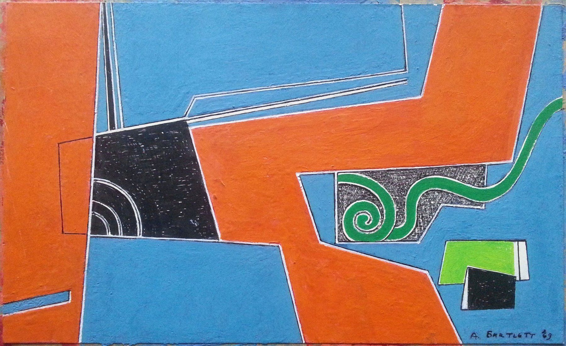 Dipinti: Bild Gemälde: Abstrakte Komposition von A. Bartlett, 1969 – Usato da Oberriet SG venduto da ganesh435
