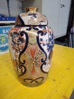 Vase mit Deckel Keramik asiatisch bemalt guter Zustand. 