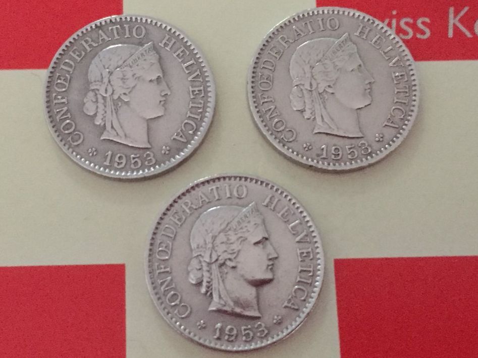 Tutti le monete: 5 Rappen - TRIO 1953 vz – Usato da Elsau venduto da herbybay