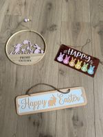 Happy Easter / Ostern Schilder Holz und Metall 3 Stück