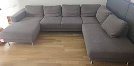 U-Form Sofa Stoff 3 teilig
