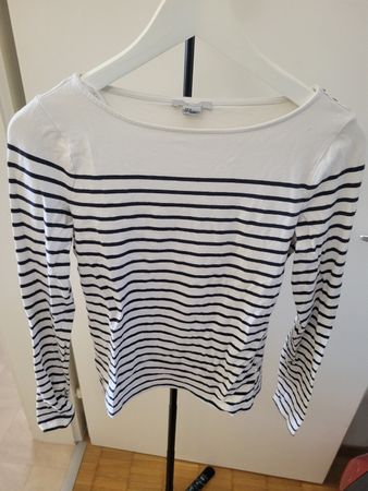 Langarmshirt gestreift weiss blau Grösse M Zustand gut