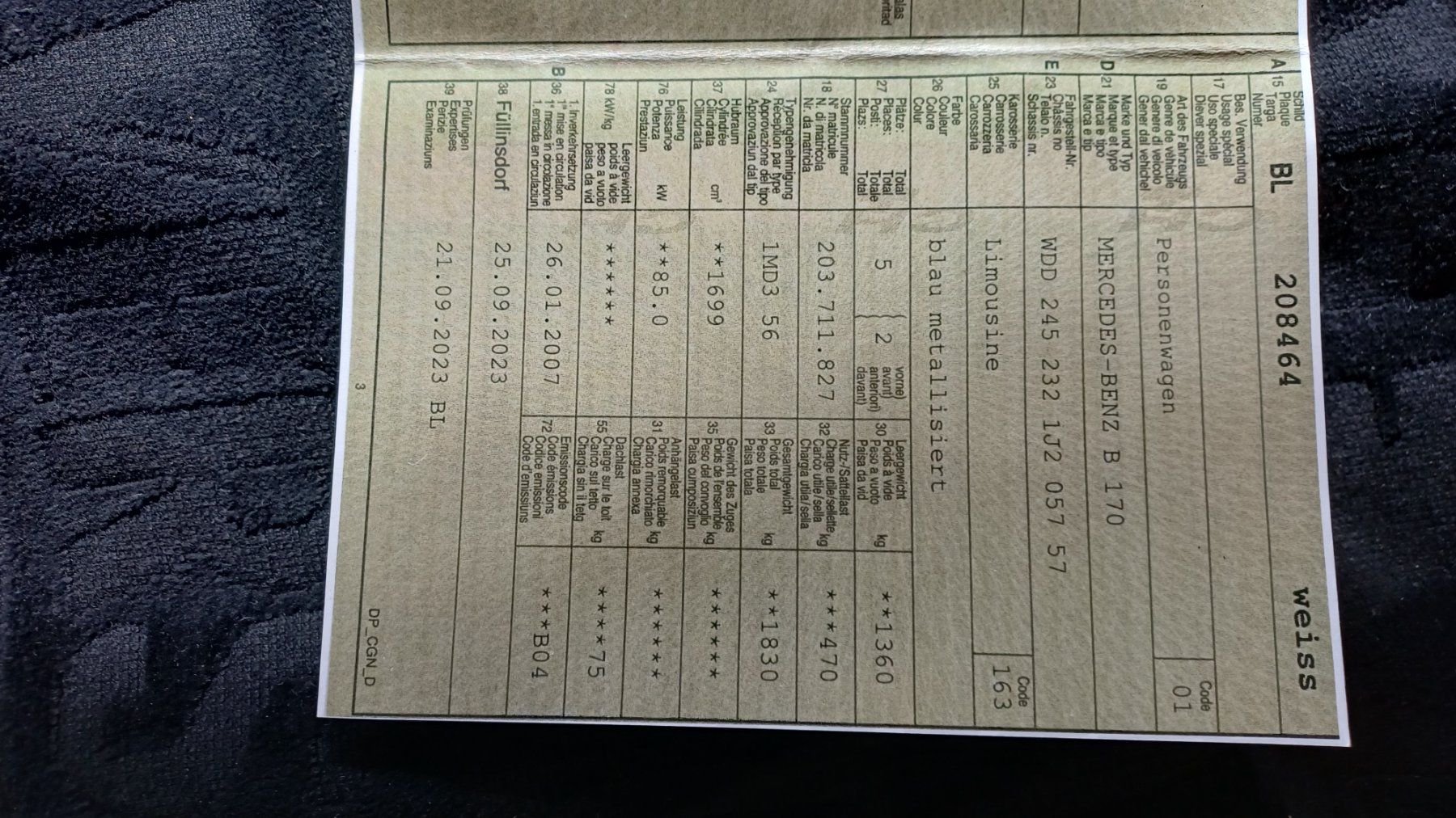 Mercedes-Benz Automobili: Mercedes B 170 – Usato da Langenbruck venduto da taverne77 6